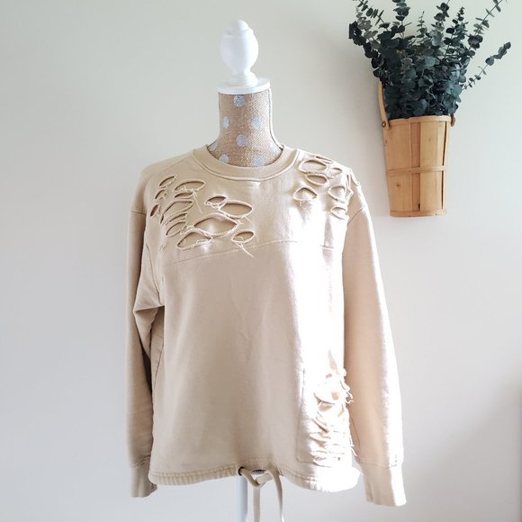 Rebel Minds Tops - Rebel Minds Distressed Drawstring Hem Pullover Top